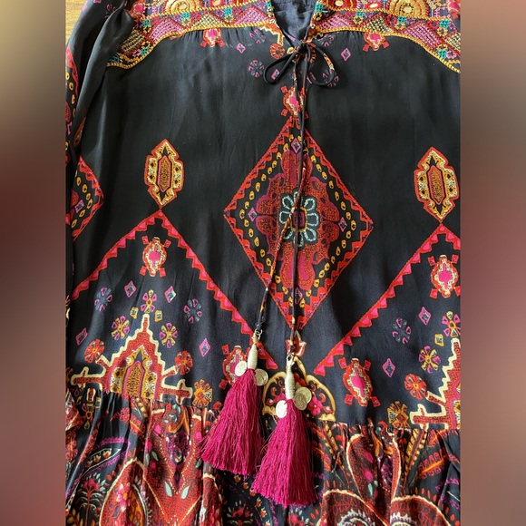 Soft surroundings embroidered tasseled tunic, women’s small, bohemian - Picture 4 of 8